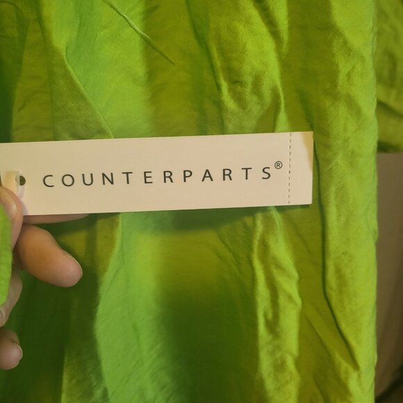 Counterparts Peasant Blouse Green Size Large Button Down Short Sleeve NWT - Picture 7 of 7